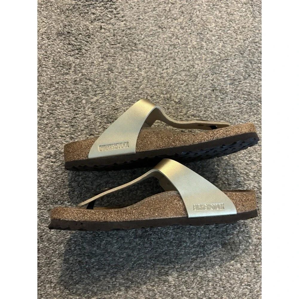 Birkenstock Gold Gizeh Buckle Leather Flip Flop Slip On Sandal Size 40 US 9